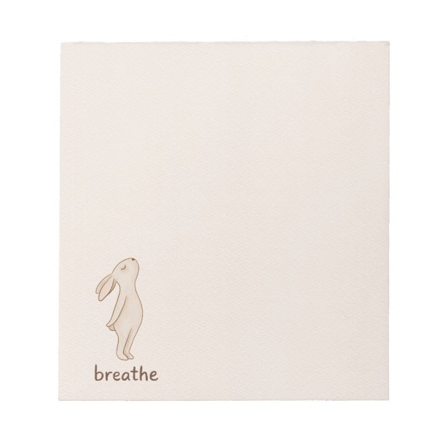 Minimal Bunny “Breathe” Notepad Notizblock (Vorderseite)