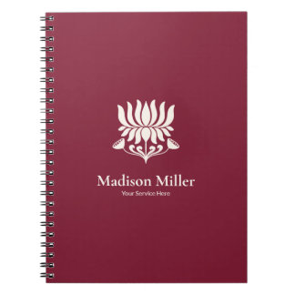 Minimal Burgundy Lotus Floral Yoga Wellness Notizblock
