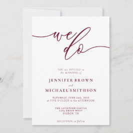 Minimal Burgundy Signature machen wir Typo Hochzei Einladung