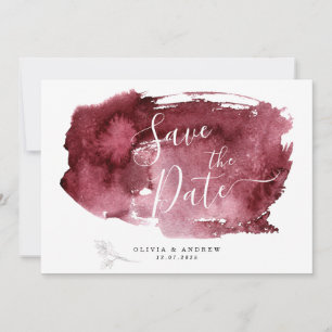 MINIMAL BURGUNDY WATERCOLOR BOTANICAL WEDD SAVE THE DATE