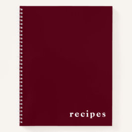 Minimal Burgundy Wine & White "Rezepte" Notebook Notizbuch