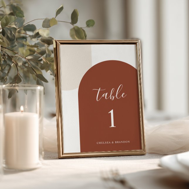 Minimal Burnt Orange Rustic Boho Arch Table Number Tischnummer (Von Creator hochgeladen)