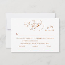 Minimal Burnt Orange Schriftart & QR Code RSVP Kar