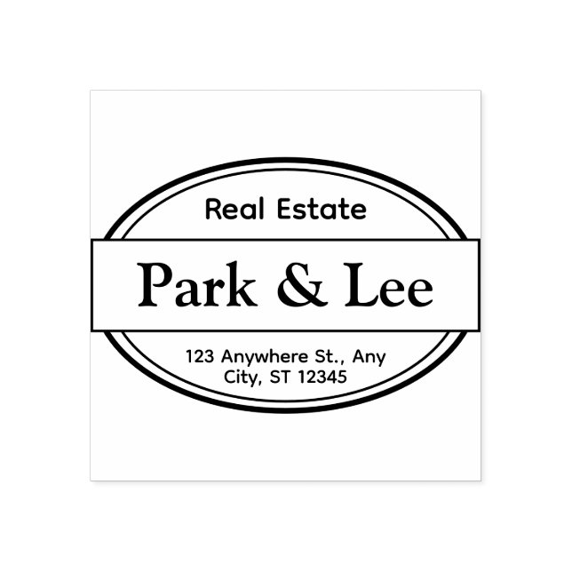 Minimal Business Address Stamp with Company Name Gummistempel (Prägung)