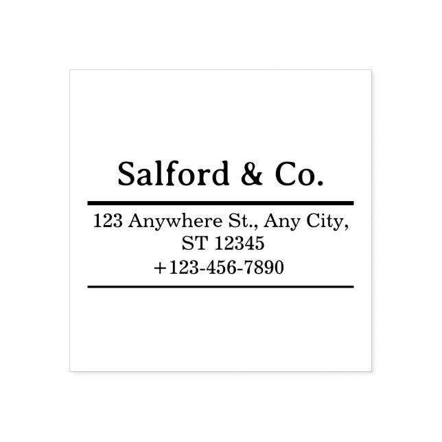 Minimal Business Address Stamp with Name & Phone Gummistempel (Prägung)