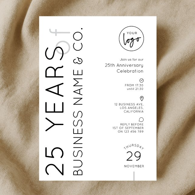Minimal Business Anniversary Dinner Corporate Logo Einladung (Von Creator hochgeladen)