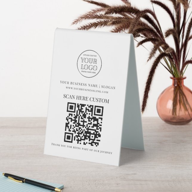 Minimal Business Logo Scan QR CODE Table Tent Tischaufsteller (In Situ (Tisch))