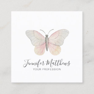 Minimal Butterfly Blush Pink Wasserfarbe Quadratische Visitenkarte