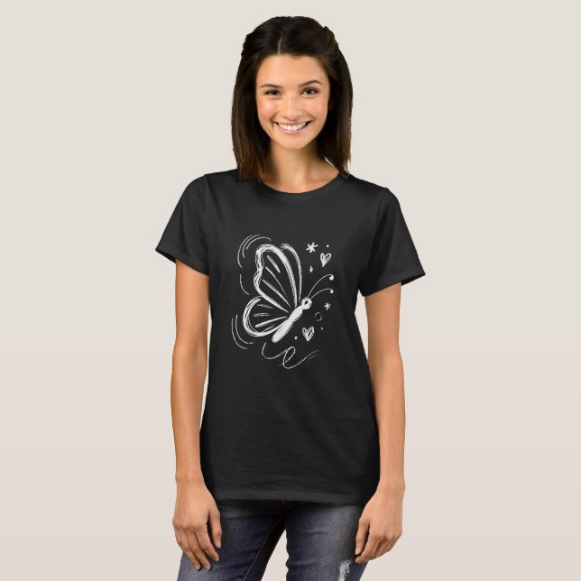 Minimal Butterfly T-Shirt – Elegant Simple Nature (Vorne ganz)