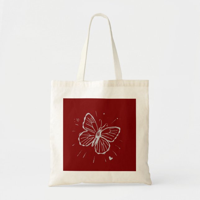 Minimal Butterfly T-Shirt – Elegant Simple Nature Tragetasche (Vorne)
