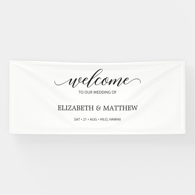 Minimal Calligrafy Script Wedding Willkommen Banner (Horizontal)