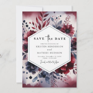 Minimal Calligraphy Burgundy Wedding Save The Date