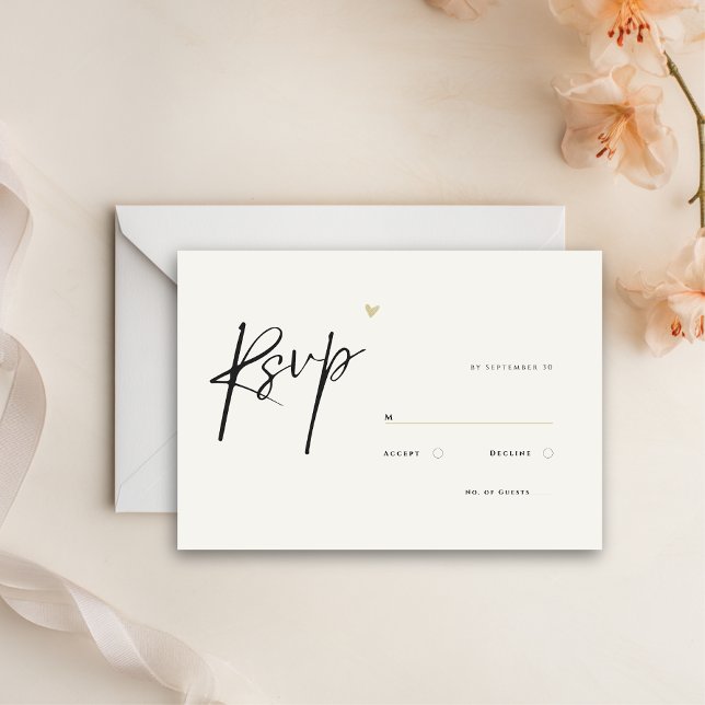 Minimal Calligraphy Typo Wedding  RSVP Karte (simple rsvp wedding card without meal options.)