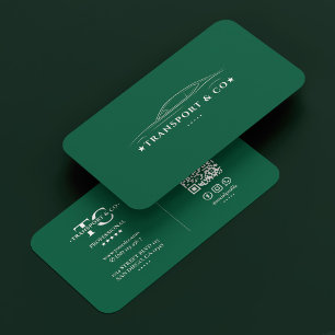 Minimal Car Transport Taxi Fahrer Jäger Green Visitenkarte
