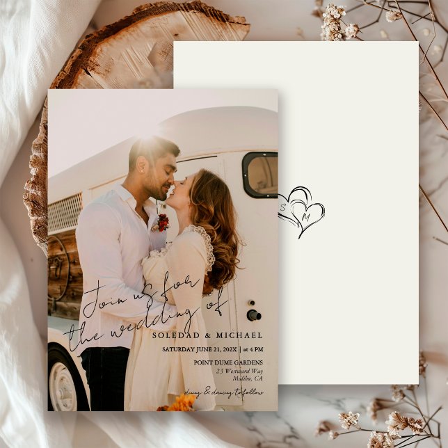 Minimal Casual Wedding Photo | Modern Script Einladung (Von Creator hochgeladen)