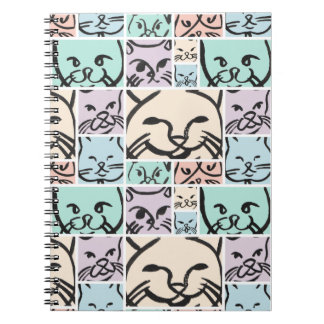 Minimal Cats Line Art Collage Notizblock