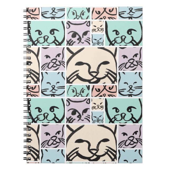 Minimal Cats Line Art Collage Notizblock (Vorderseite)