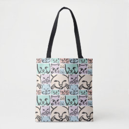 Minimal Cats Line Art Collage Tasche