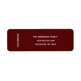 Minimal CELEBRATE | Deep Red Holiday Address Label