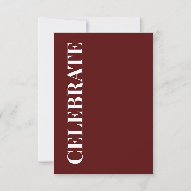 Minimal CELEBRATE | Deep Red Holiday Greeting Karte (Vorderseite)