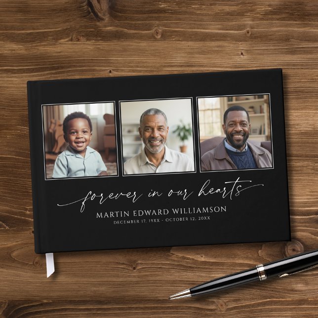 Minimal Celebrating The Life 3 Photos Funeral Gästebuch (Von Creator hochgeladen)