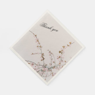 Minimal Cherry Blossom Branches in Glass Vase Serviette