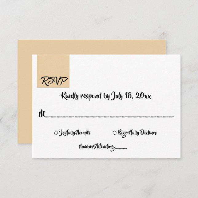 Minimal Chic Beige Script Moderne formale Hochzeit RSVP Karte (Vorne/Hinten)