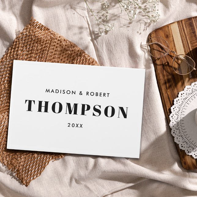 Minimal Chic Black und White Monogram Bold Wedding Gästebuch (Von Creator hochgeladen)