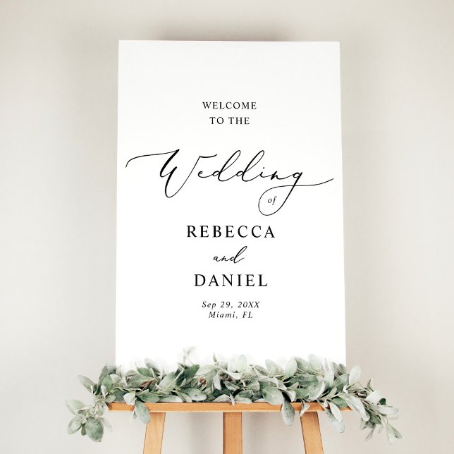 Minimal Chic Black Wedding Willkommen Poster (Von Creator hochgeladen)