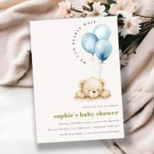 Minimal Chic Blue Bearly Wait Balloon Baby Dusche