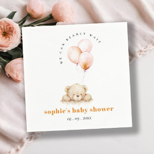 Minimal Chic Blush Bearly Wait Ballon Babydusche Serviette