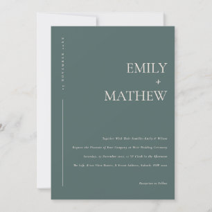 Minimal Chic Dusky Green Blush Typografy Wedding Einladung