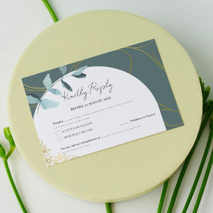 Minimal Chic Eukalyptus Greenery & Gold Akzente RSVP Karte