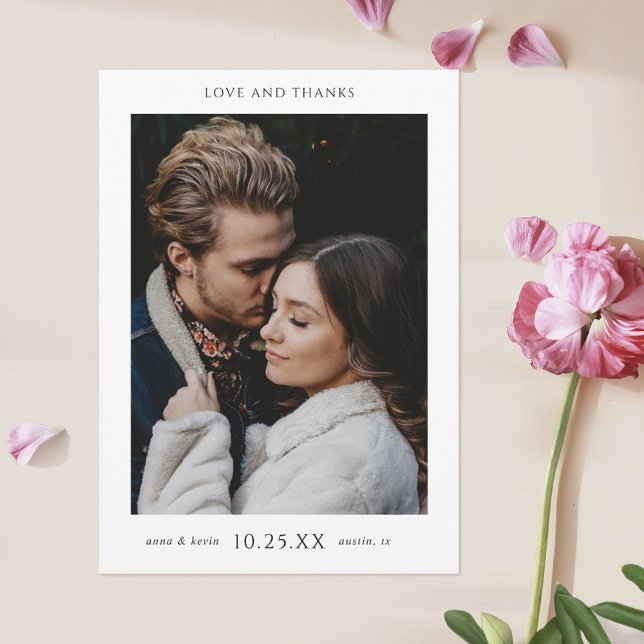 Minimal Chic Foto Hochzeit Dankeskarte (Von Creator hochgeladen)