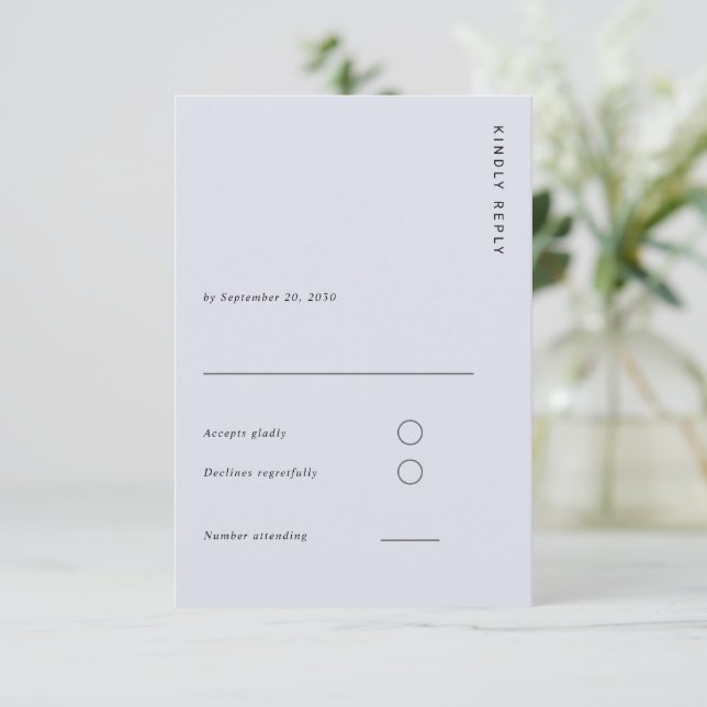 Minimal & Chic Light Blue Modern Simple Wedding RSVP Karte (Stehend Vorderseite)