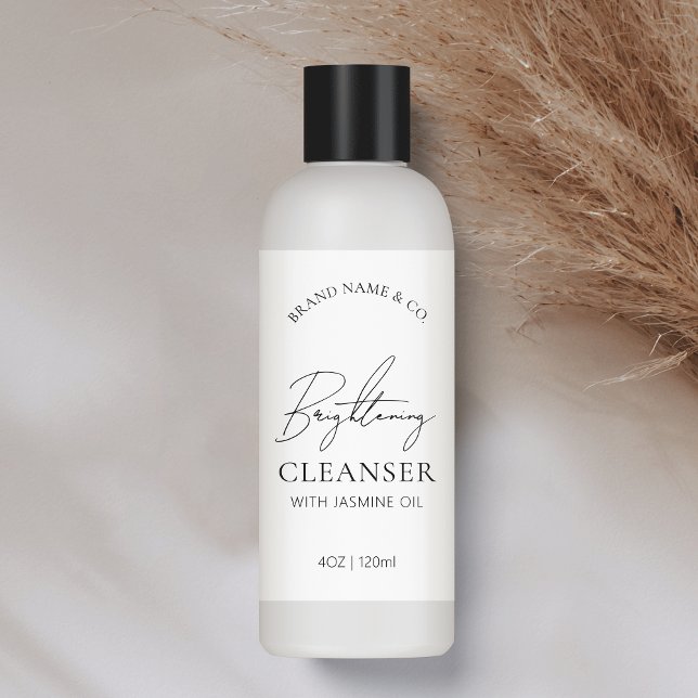 Minimal Chic Logo Serum 4 OZ Hautpflegelchen Rechteckiger Aufkleber (Elegant simple cosmo bottle wrap around labels in black and white with fully editable text & colors)