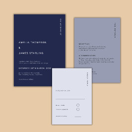 Minimal & Chic Navy Blue Modern Simple Wedding Einladung