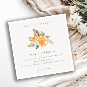 Minimal Chic Orange Boho Botanische Hochzeit Einla Dankeskarte