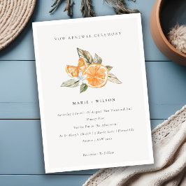 Minimal Chic Orange Boho Fauna Vow Renewal Einladu Dankeskarte
