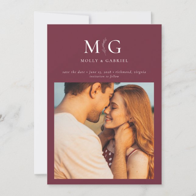 Minimal Chic | Photo Monogramme Faire-Part de Date (Devant)