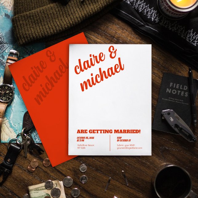 Minimal Chic Retro Hochzeitseinladungen Einladung (Von Creator hochgeladen)