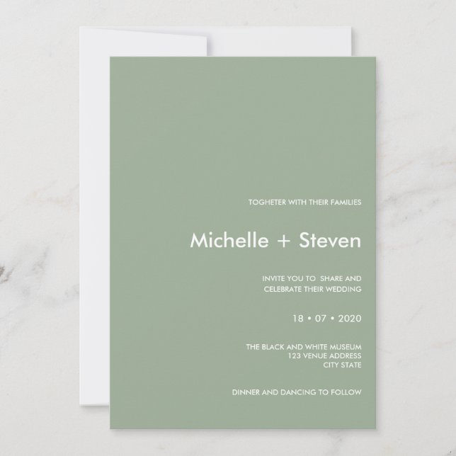 Minimal Chic Sage | Typografie Einladung (Vorderseite)