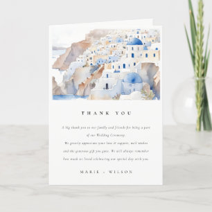 Minimal Chic Santorini Griechenland Wasserfarbenho Dankeskarte