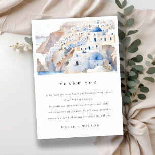 Minimal Chic Santorini Griechenland Wasserfarbenho Dankeskarte