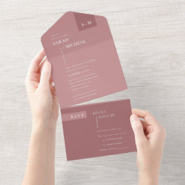 MINIMAL CHIC SCANDI DUSKY ROSE PINK BLUSH WEDD ALL IN ONE EINLADUNG