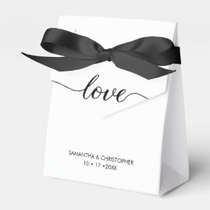 Minimal Chic Schwarz-weiß Hochzeitsskript Liebe Geschenkschachtel