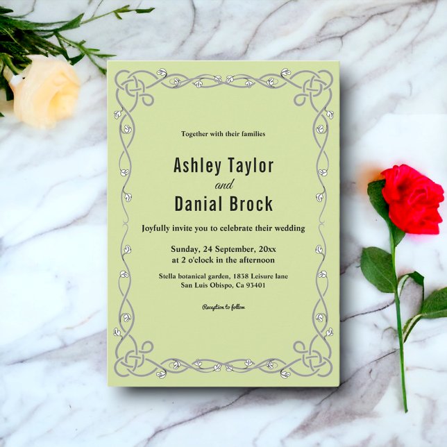 Minimal Chic Script Sage Green Boho Bloral Hochzei Einladung (Von Creator hochgeladen)