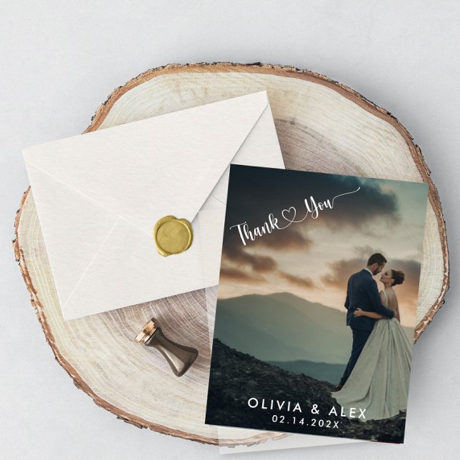 Minimal Chic | Stilvolle Kalligraphie Vielen Dank Postkarte (Von Creator hochgeladen)