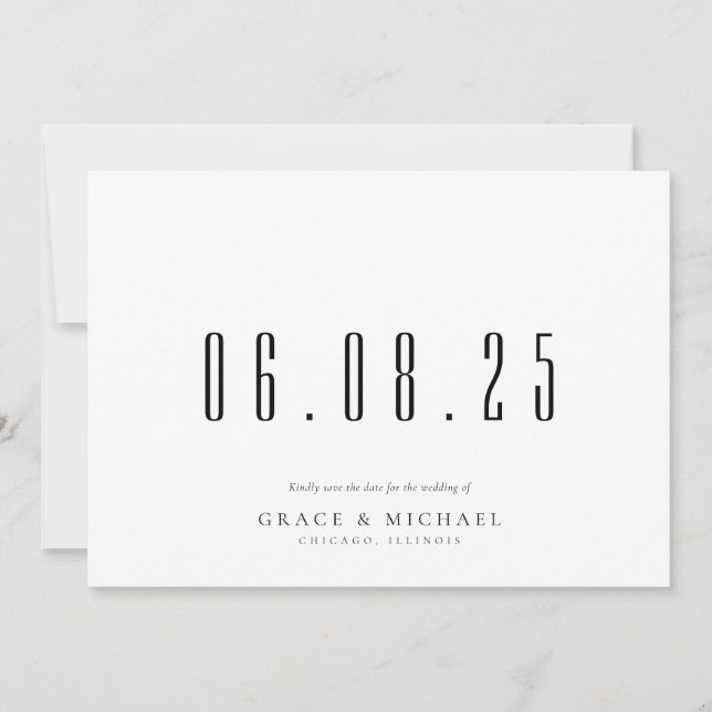 Minimal Chic Wedding Date Nicht-Foto Save the Date (Vorderseite)