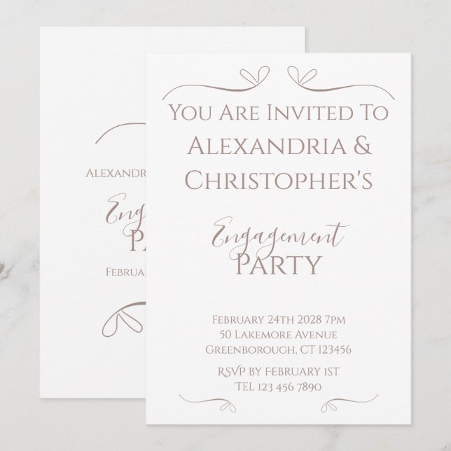 Minimal Chic Wedding Partner Einladung (Vorne/Hinten)